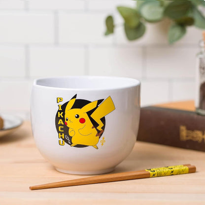 Pikachu Ceramic Ramen Noodle Rice Bowl with Chopsticks
