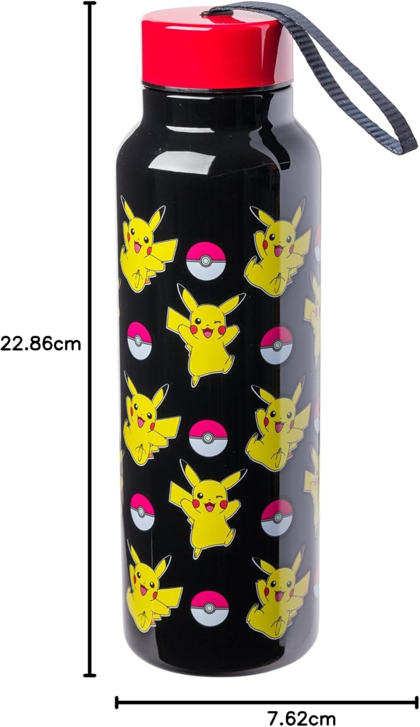 Pikachu Stainless Steel Water Bottle with Strap