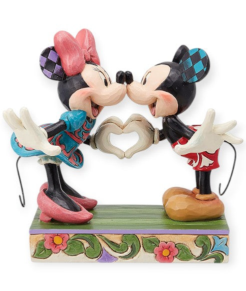 Mickey and Minnie Mouse Making Heart Hands Figurine