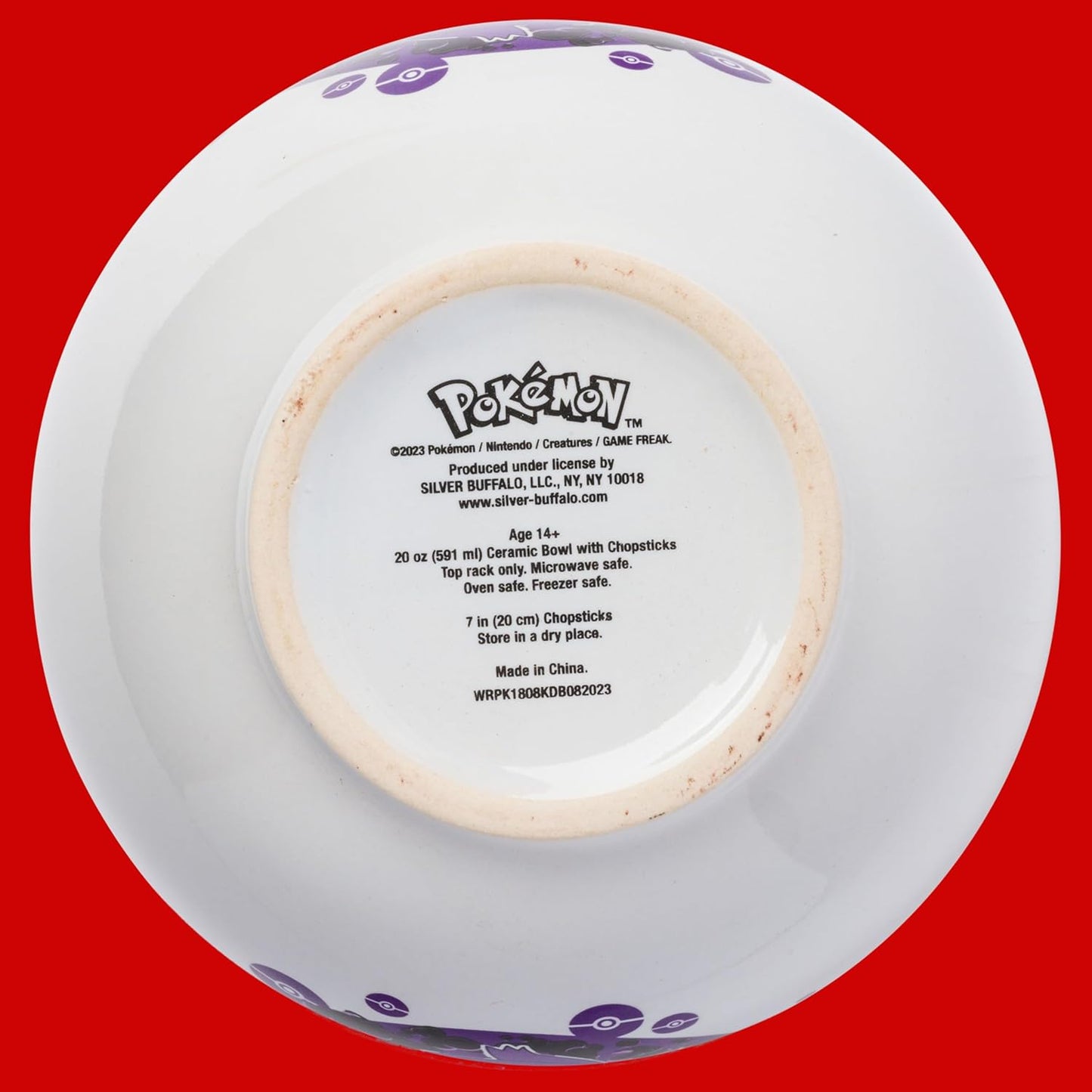 Gengar Ceramic Ramen Noodle Rice Bowl with Chopsticks