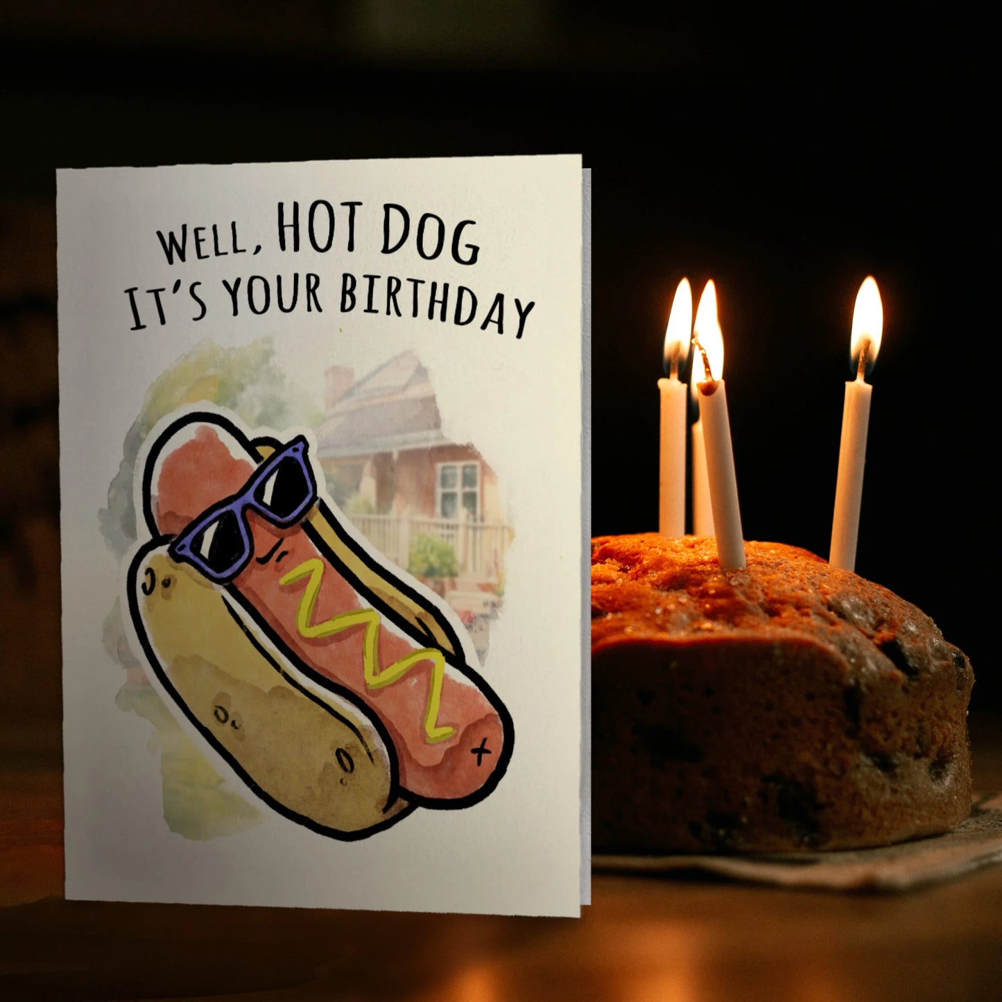 "Hot Dog, It’s Your Birathday!" Funny Hot Dog Summer Bday Card