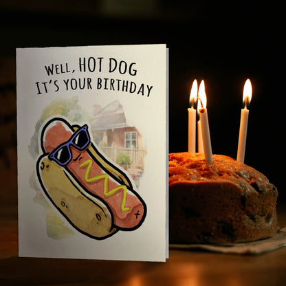 "Hot Dog, It’s Your Birathday!" Funny Hot Dog Summer Bday Card