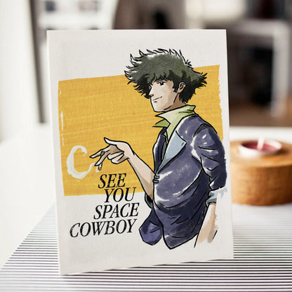 "See You" Space Cowboy Card - Anime Lover Nerd Birthday Card