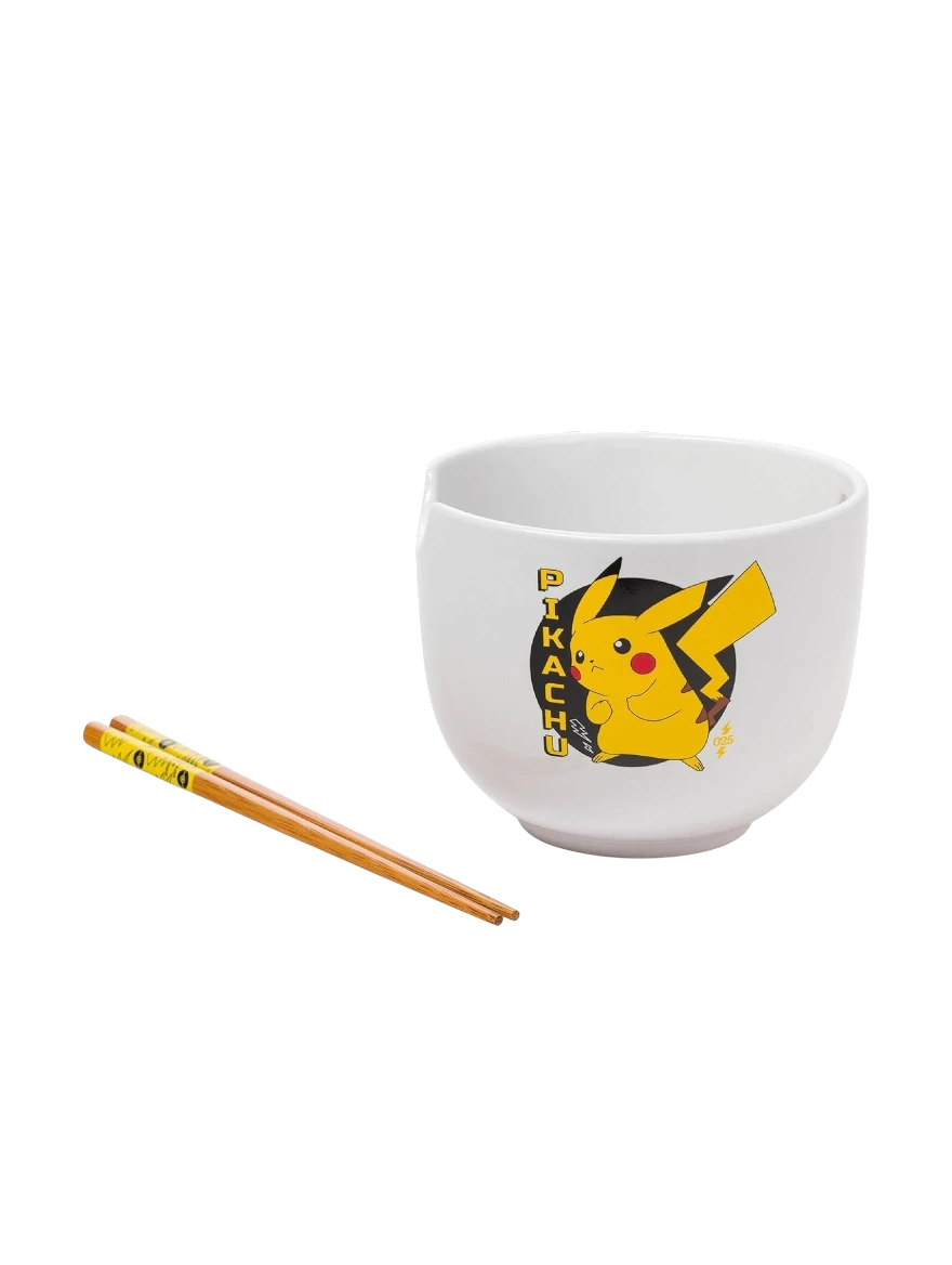 Pikachu Ceramic Ramen Noodle Rice Bowl with Chopsticks