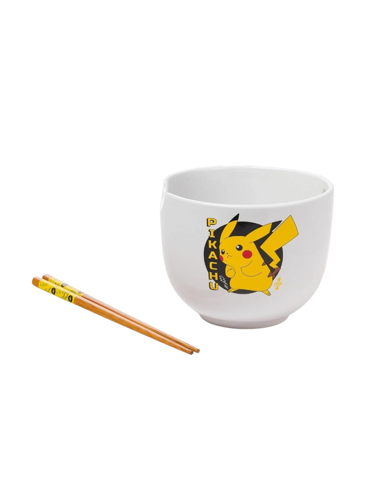 Pikachu Ceramic Ramen Noodle Rice Bowl with Chopsticks