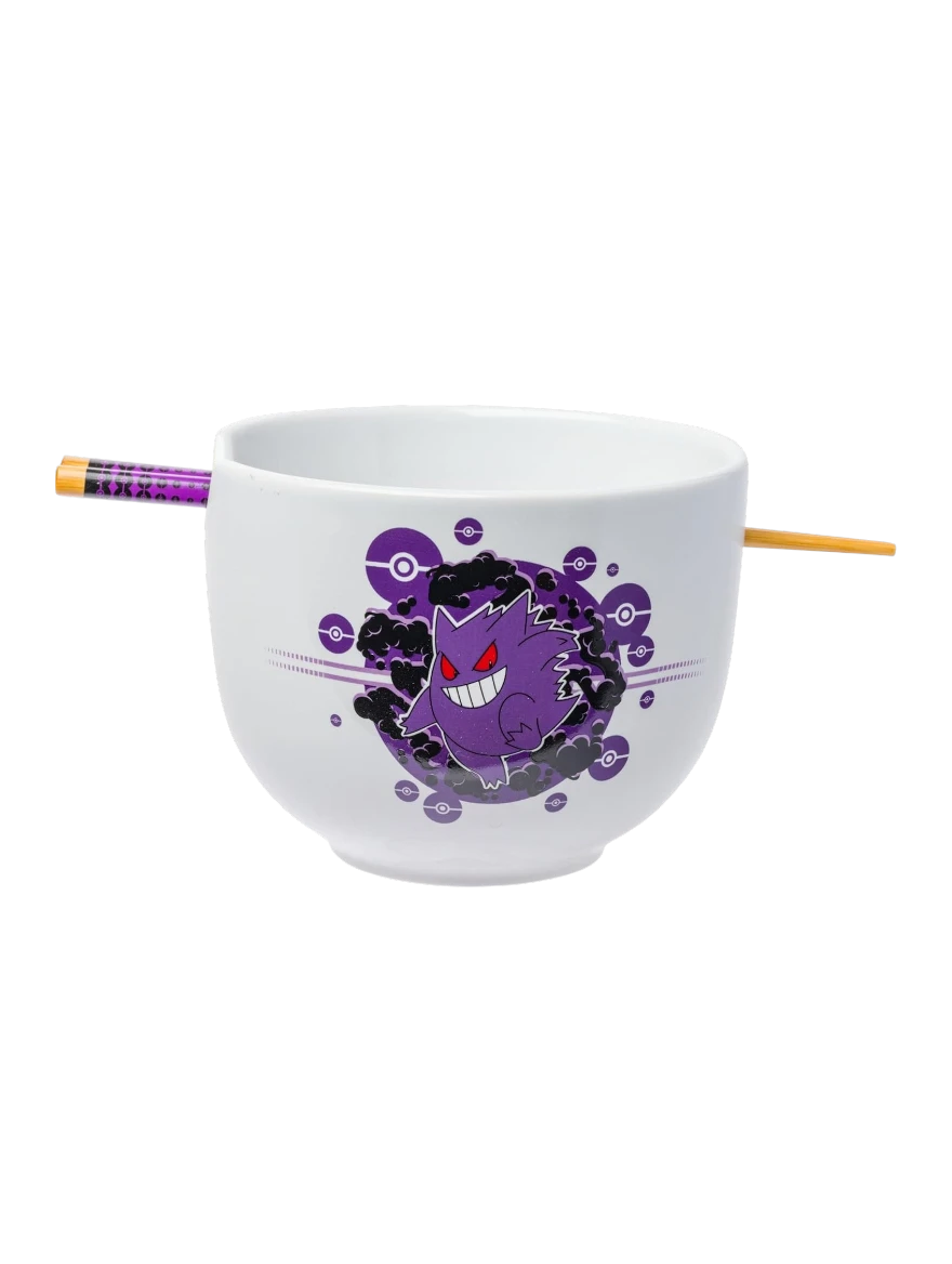 Gengar Ceramic Ramen Noodle Rice Bowl with Chopsticks