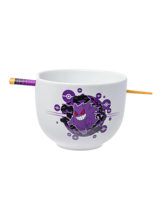 Gengar Ceramic Ramen Noodle Rice Bowl with Chopsticks