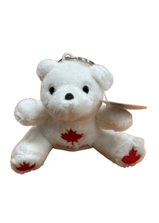 Canada White Bear Plush Keychain