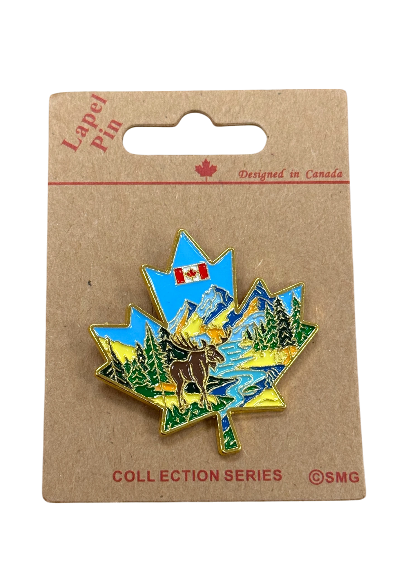 Canadian Maple Leaf Lapel Pin with Moose Design