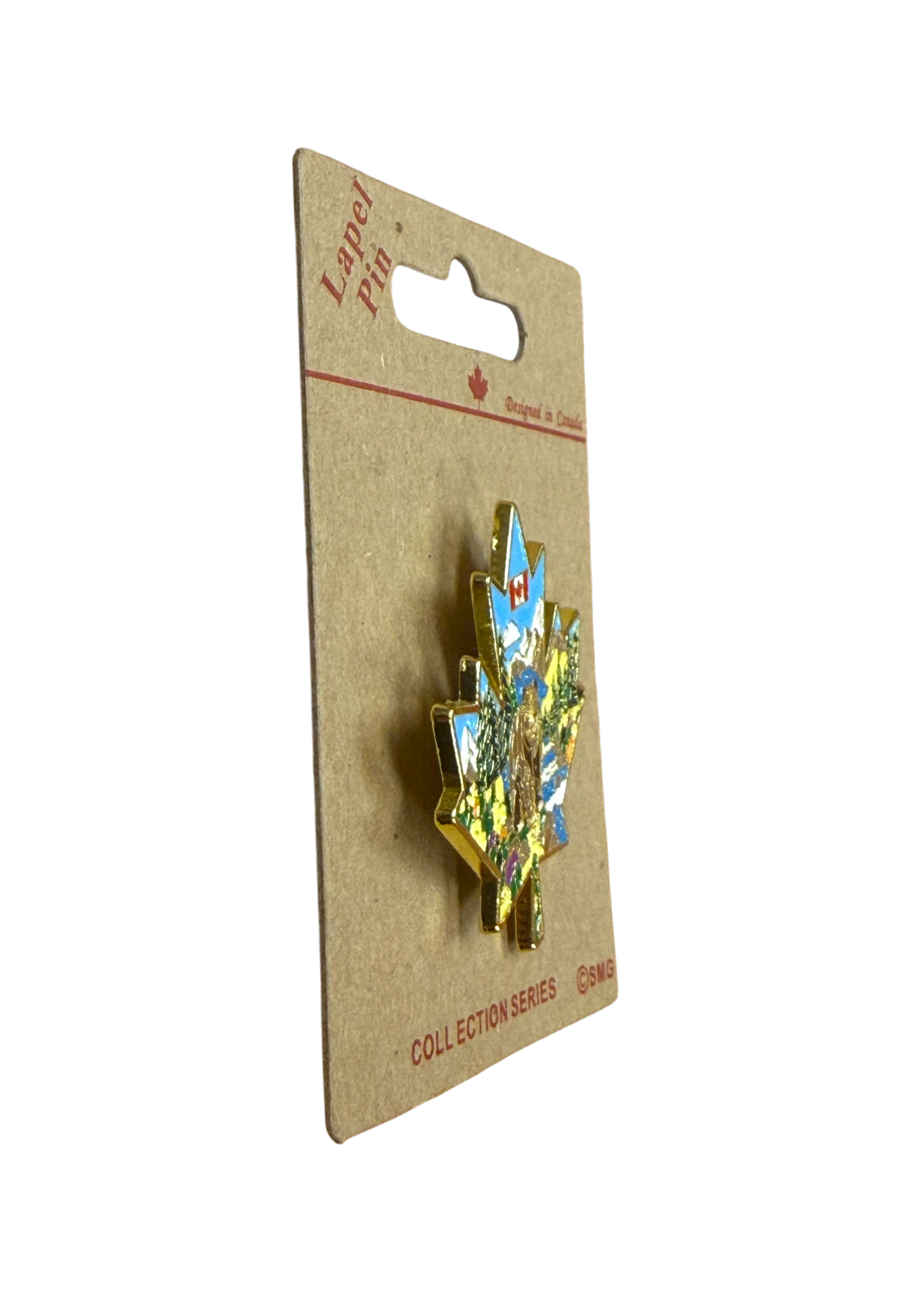 Canadian Maple Leaf Lapel Pin with Bear Design