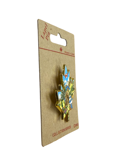 Canadian Maple Leaf Lapel Pin with Bear Design