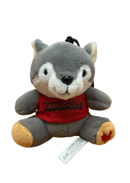 Kamloops Wolf Plush Keychain (Red Tee)