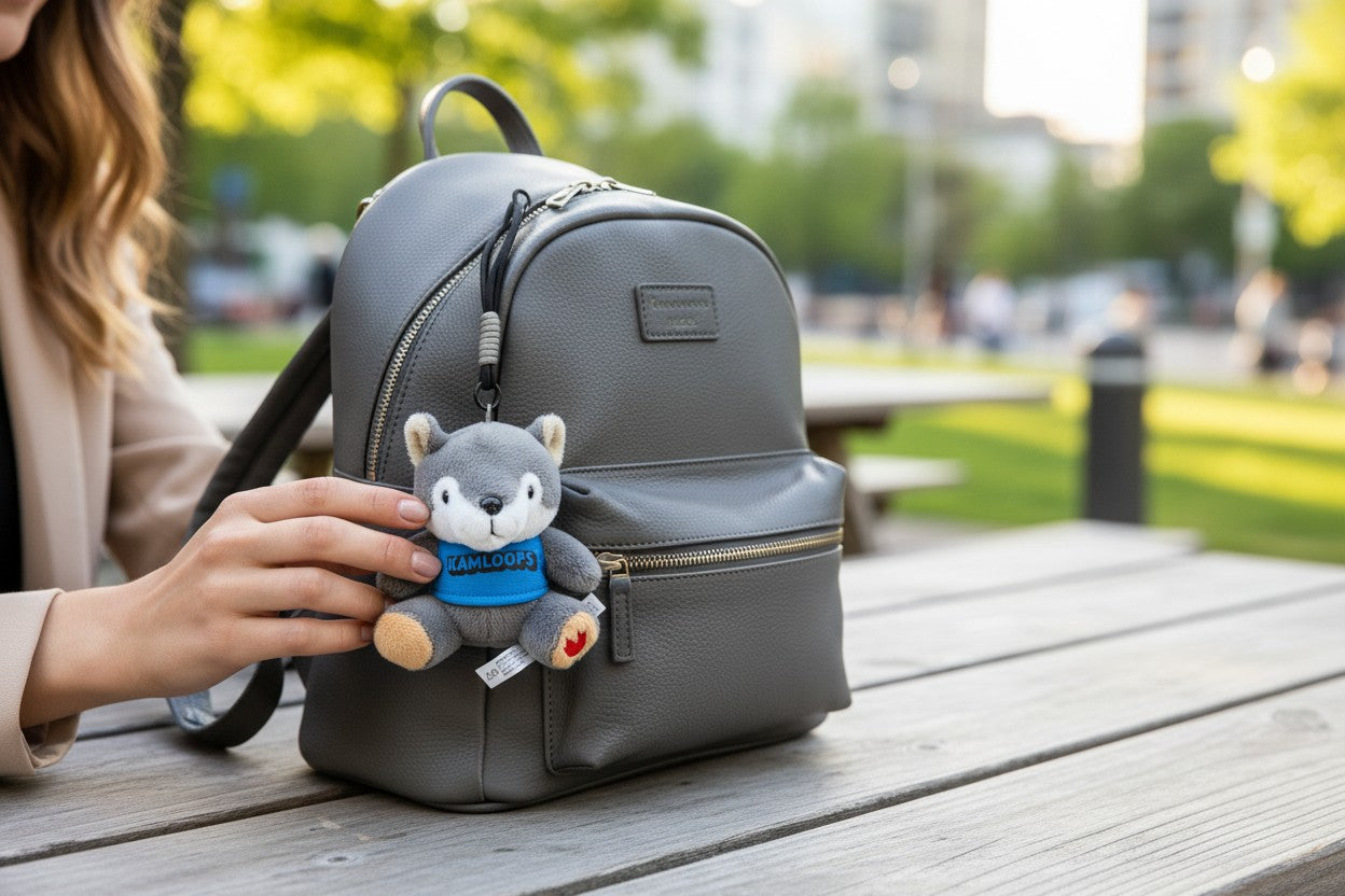 Kamloops Wolf Plush Keychain (Blue Tee)