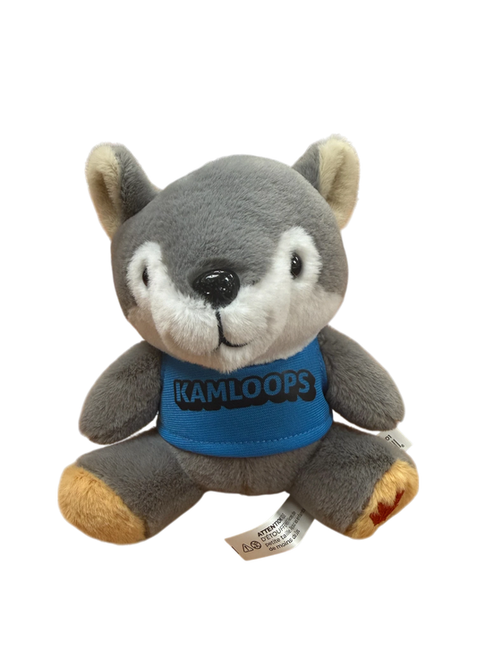 Kamloops Wolf Plush Keychain (Blue Tee)