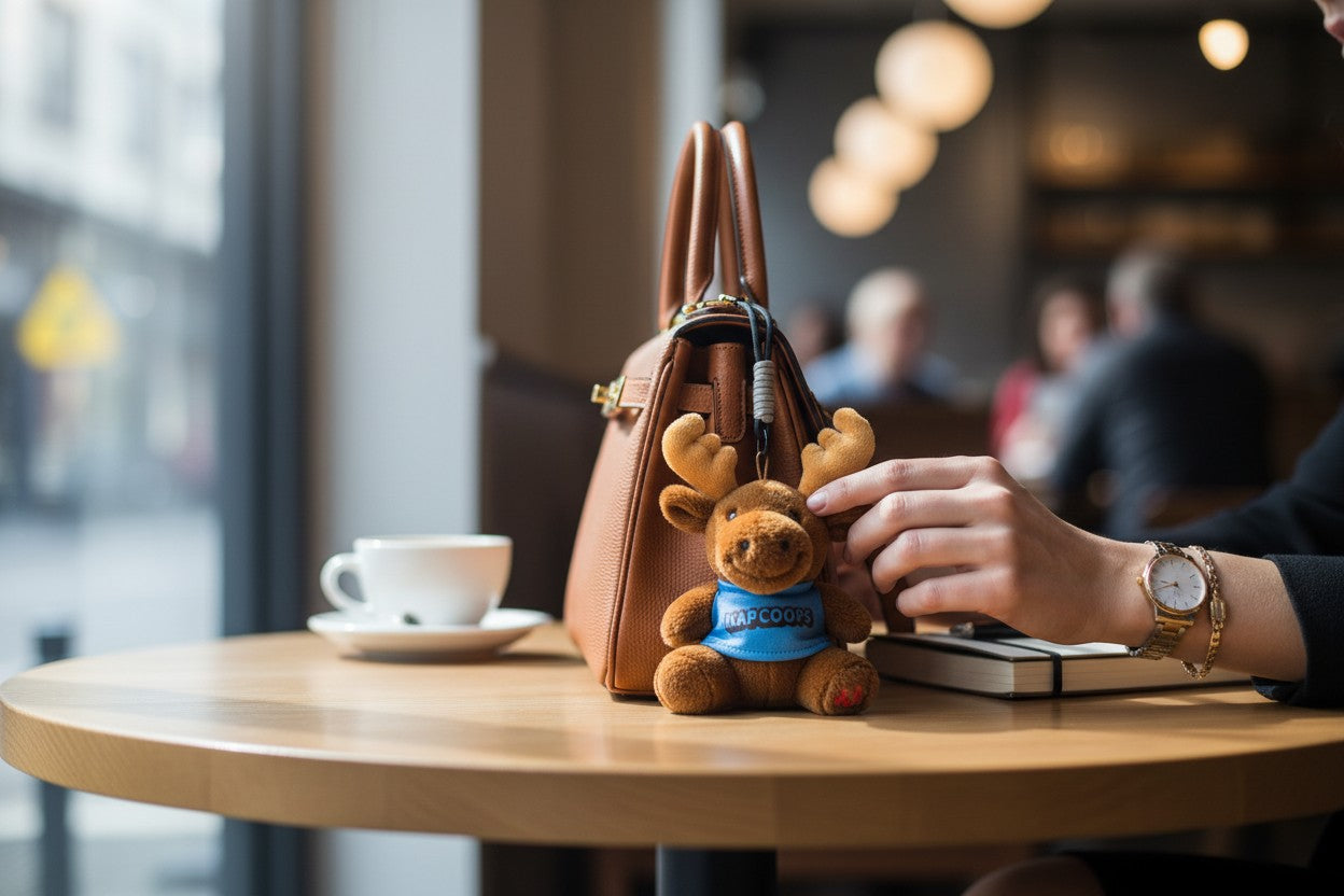 Kamloops Moose Plush Keychain (Blue Tee)