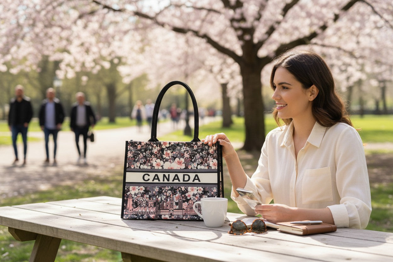 Canada Floral Print Tote Bag