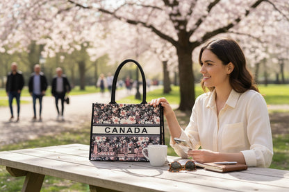 Canada Floral Print Tote Bag