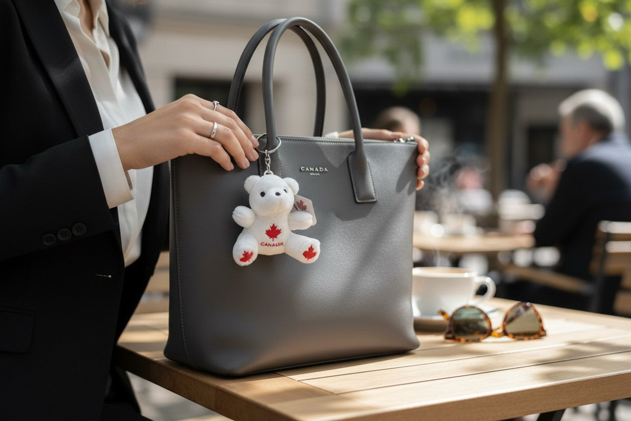 Canada White Bear Plush Keychain