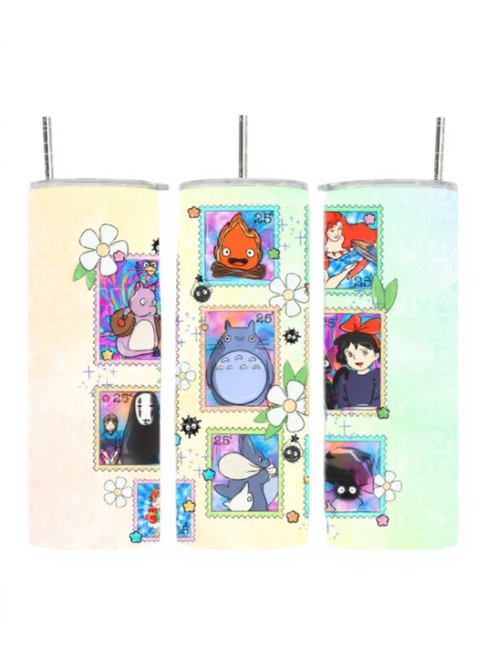 Ghibli Stamps Simple Anime Movie Cartoon Tumbler