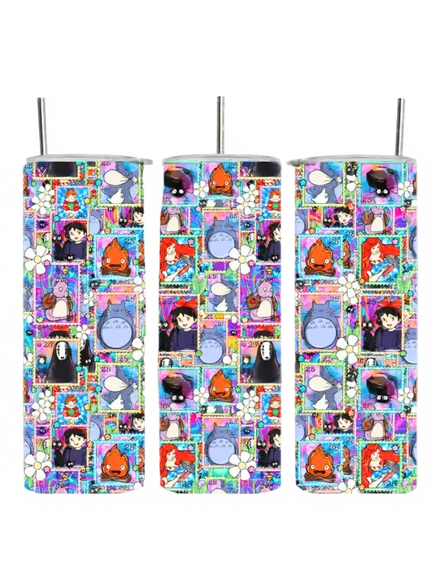 Ghibli Stamps Collage Anime Movie Cartoon Tumbler