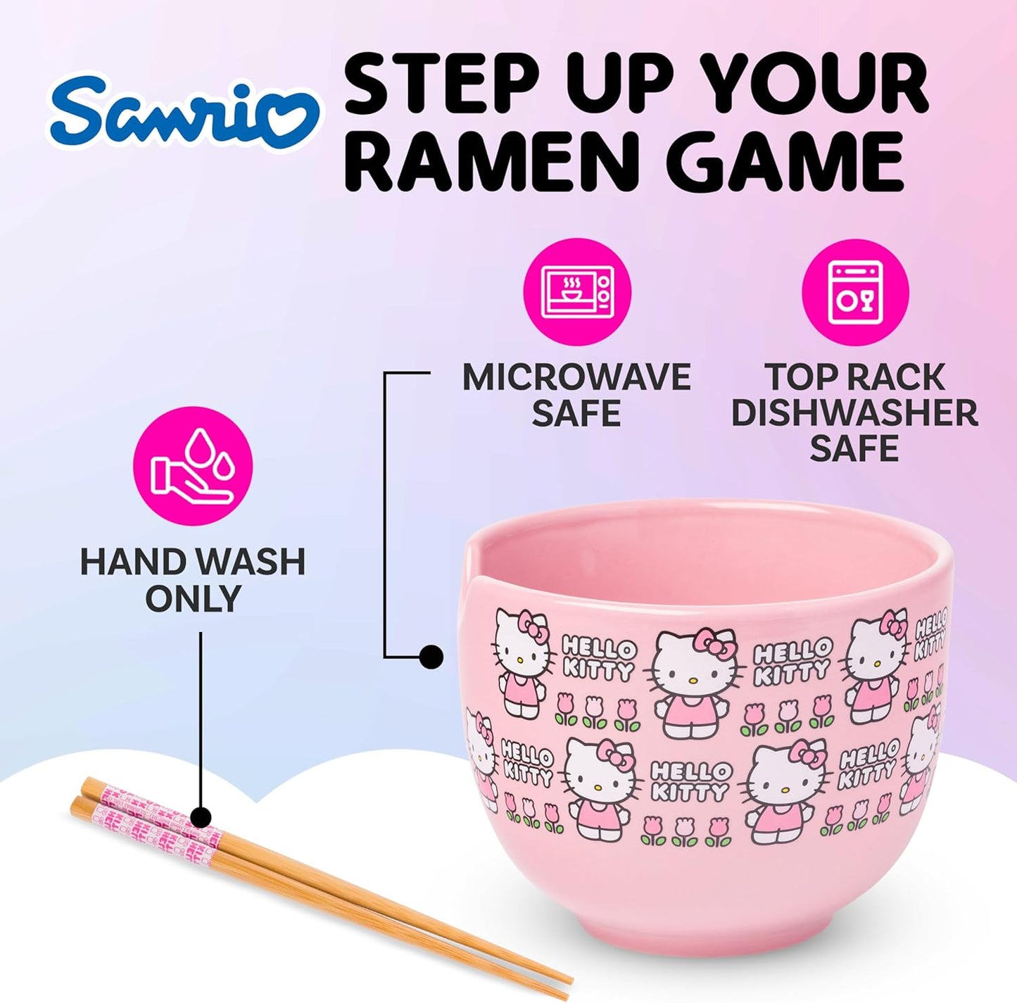 Hello Kitty Flowers Ramen Bowl Set