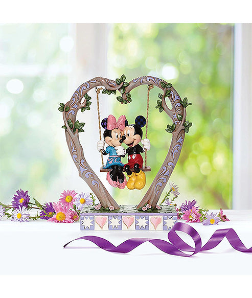 Mickey and Minnie Mouse on Heart Swing Figurine