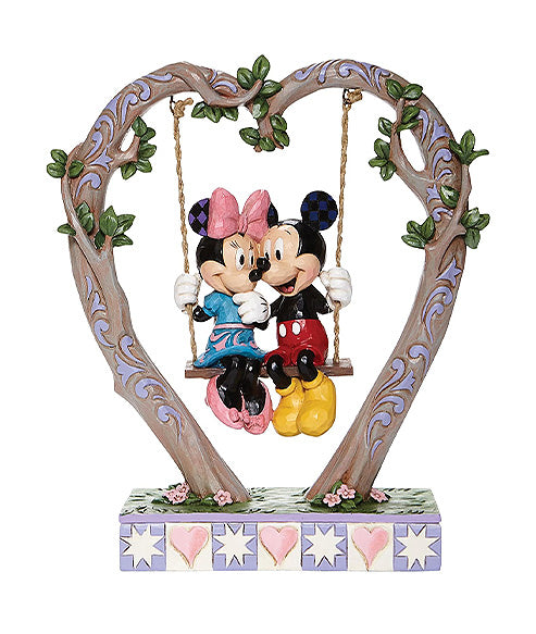 Mickey and Minnie Mouse on Heart Swing Figurine