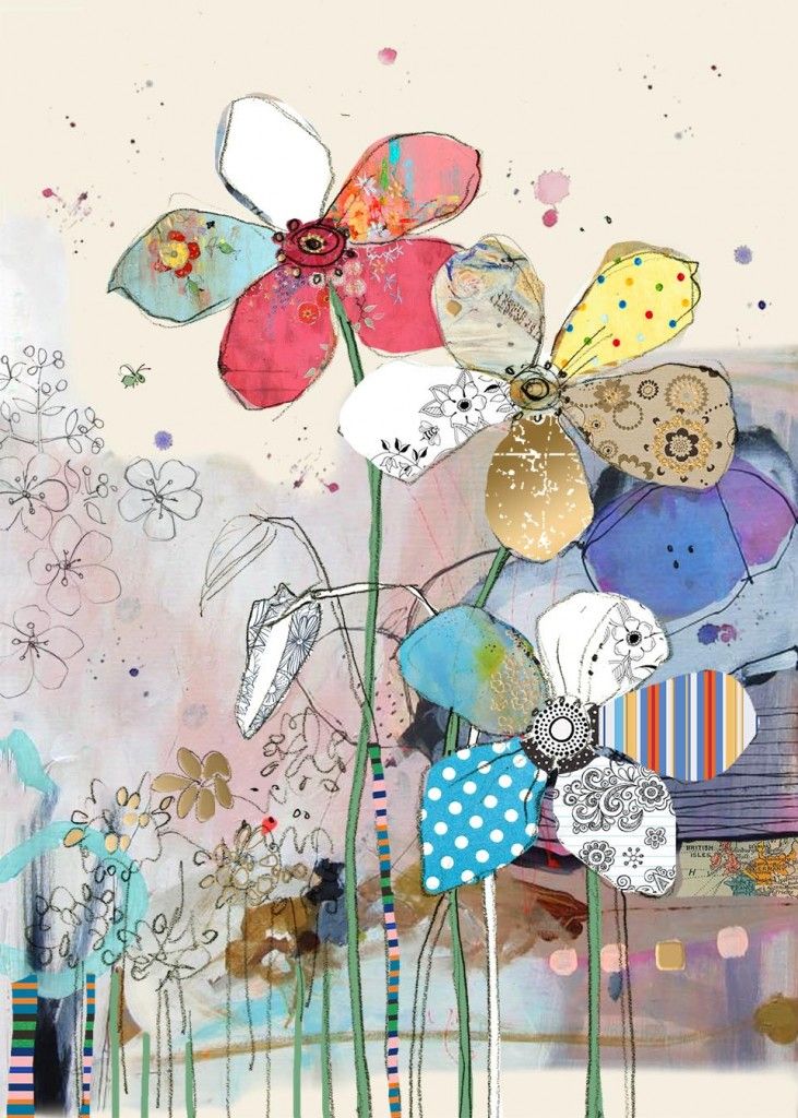 Bug Art Abstract Flowers Card