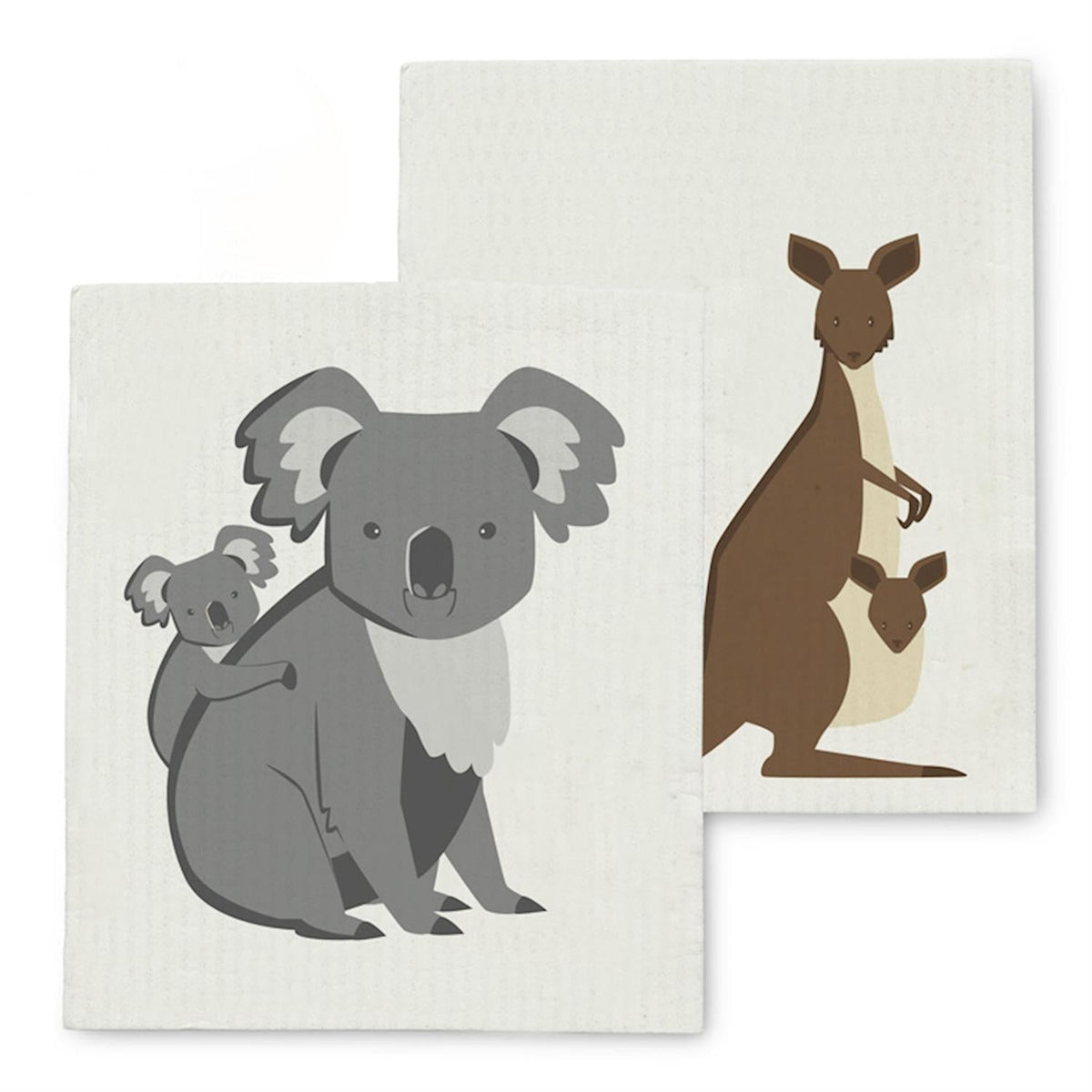 Koala & Kangaroo Dishcloths. Set of 2