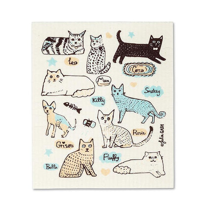 Cats with Names Dishcloths. Set of 2