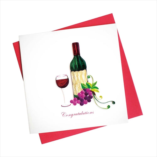 Quilled Wine Congrats Greeting Card