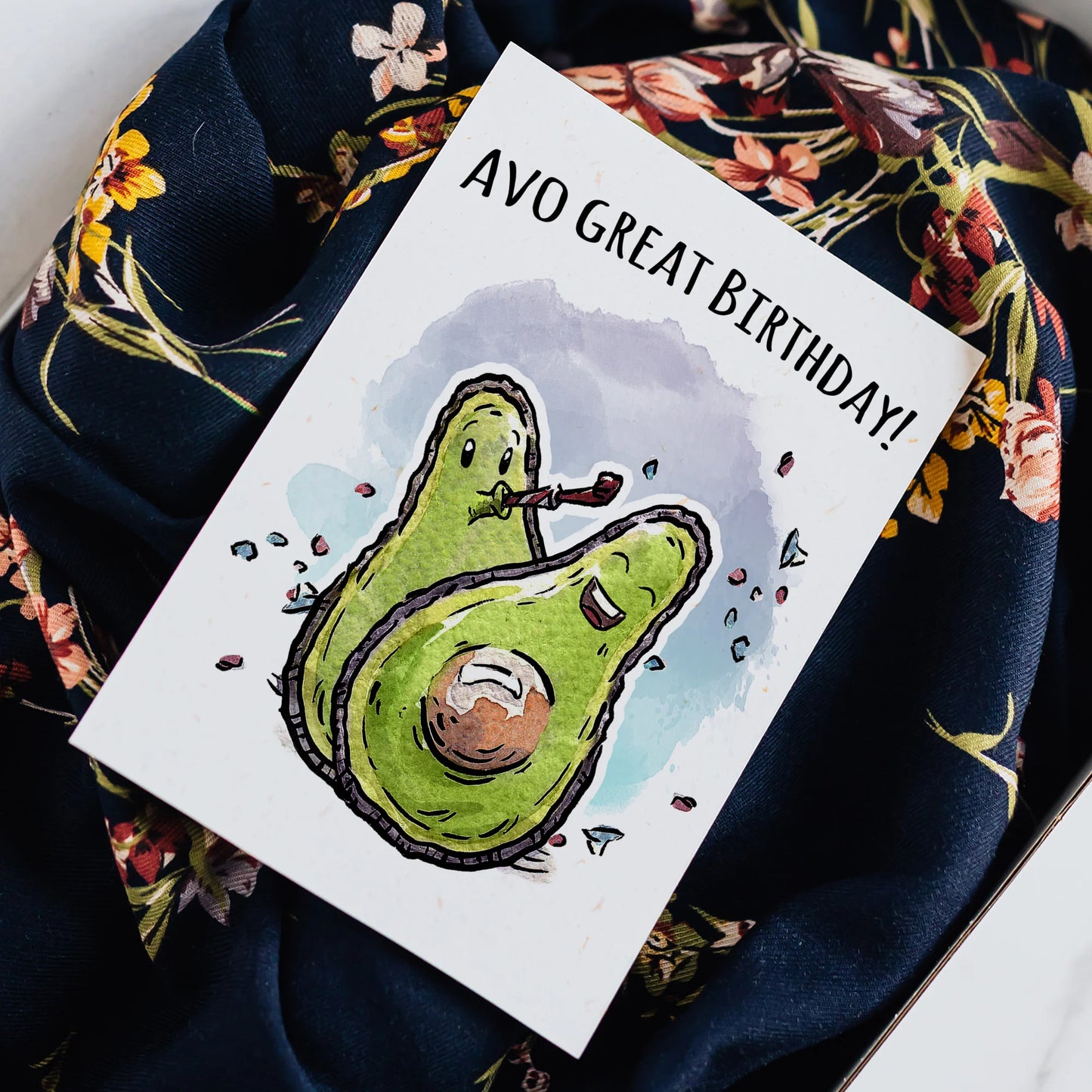 "Avo Great Birthday" - Funny Party Avocado Card