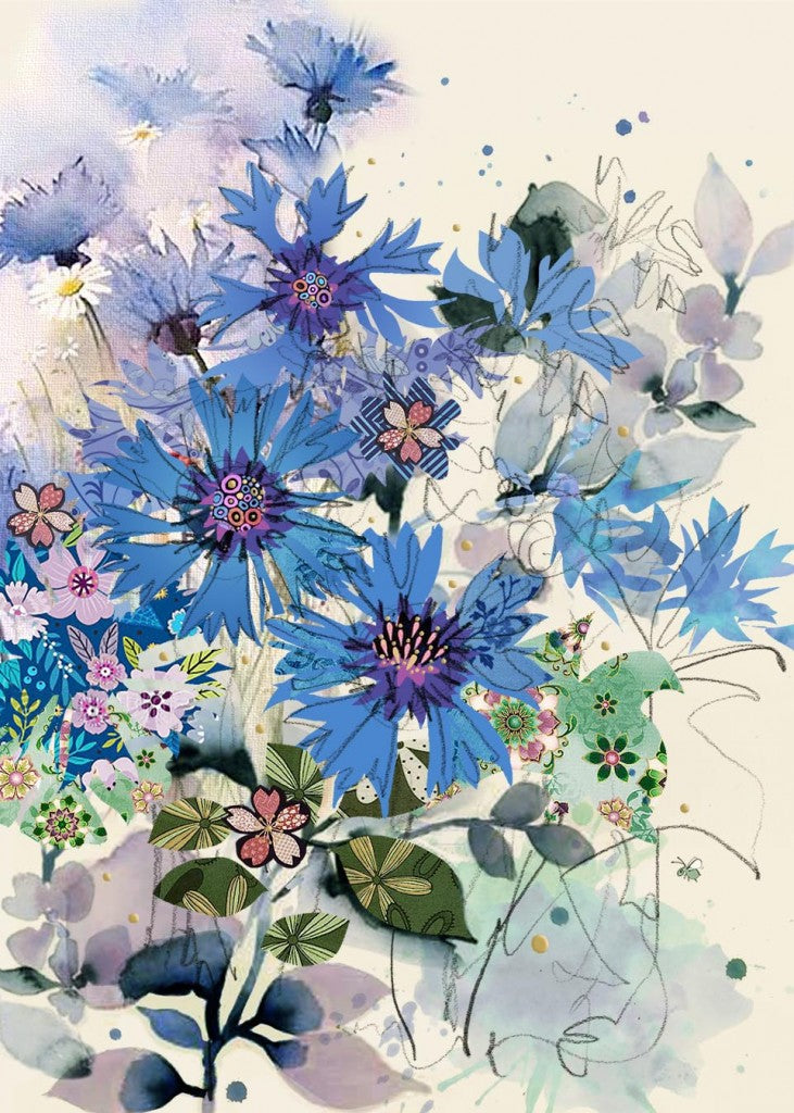 Bug Art Cornflowers Card