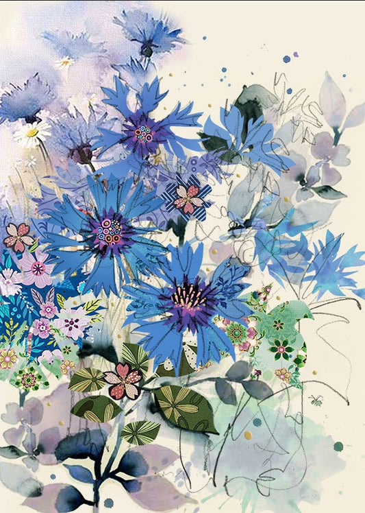 Bug Art Cornflowers Card
