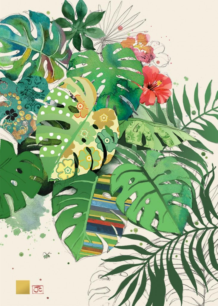 Bug Art Tropical Leaves Card