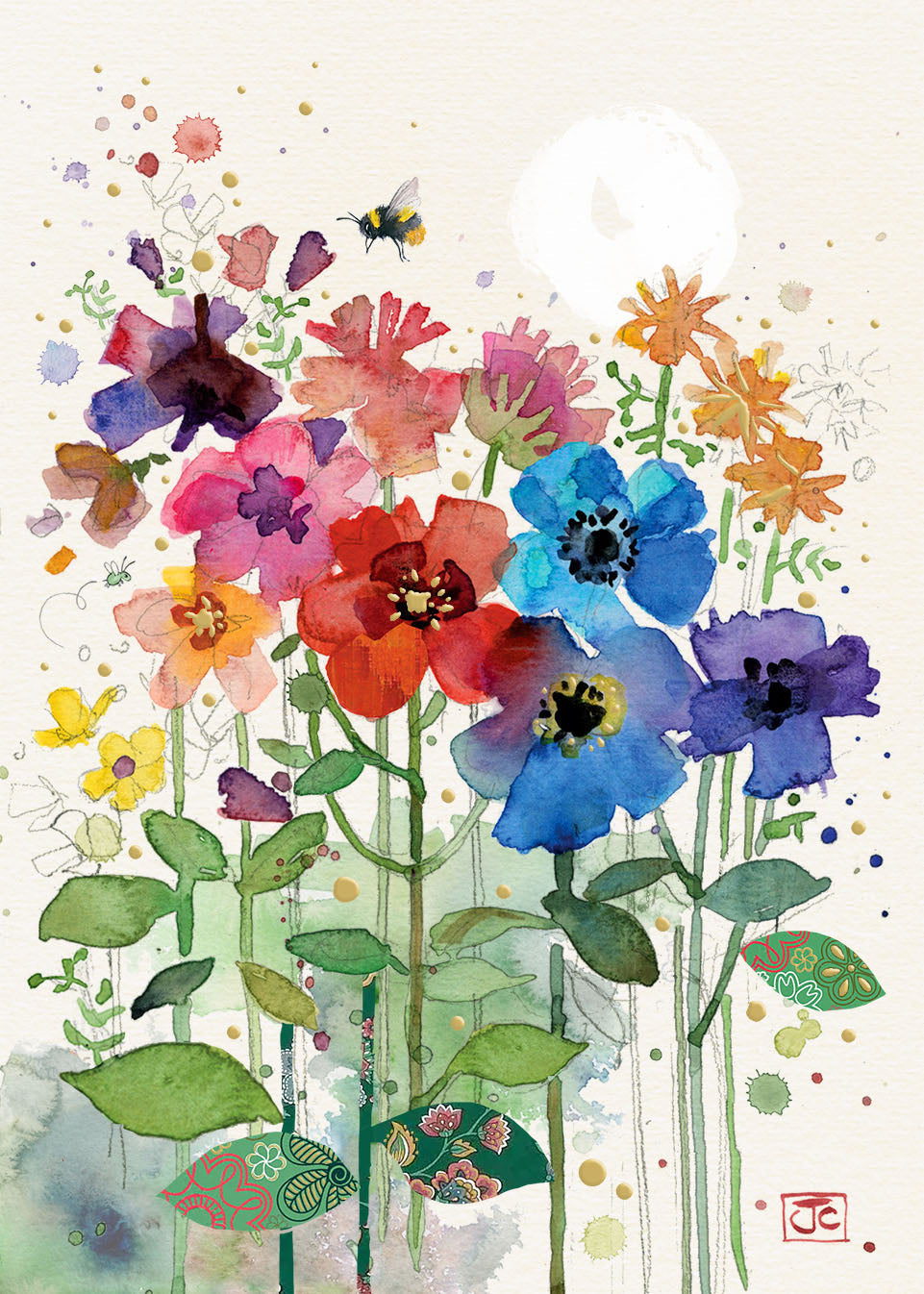 Bug Art Rainbow Flowers Card
