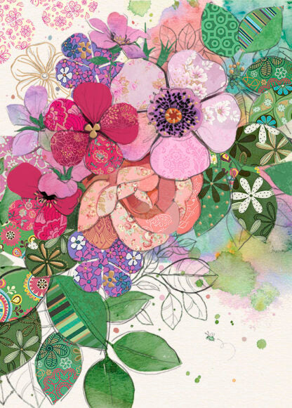 Bug Art Pink Flowers Card