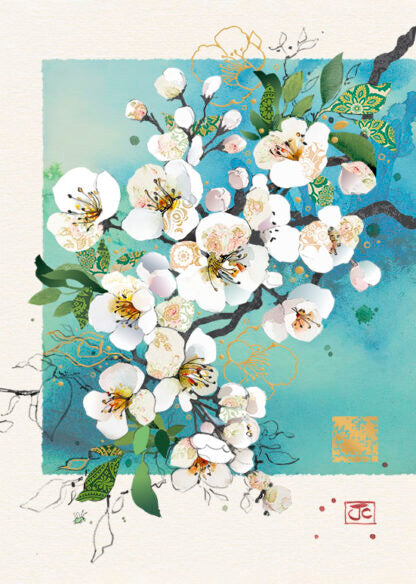 Bug Art White Blossom Card