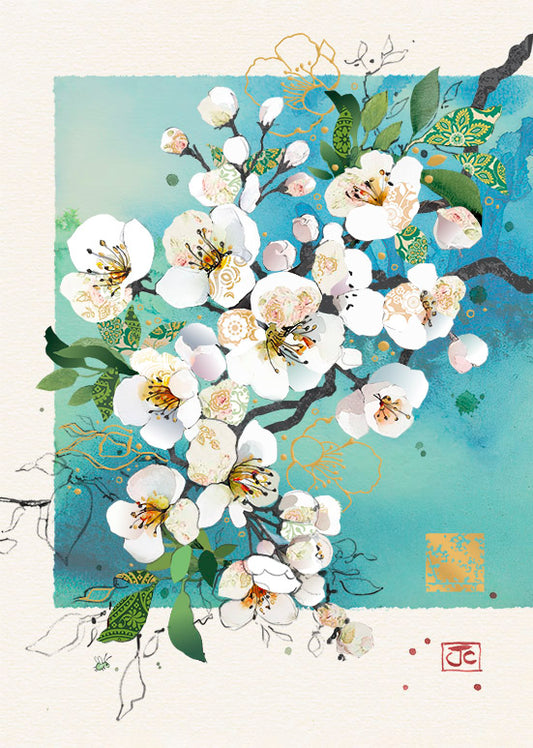 Bug Art White Blossom Card