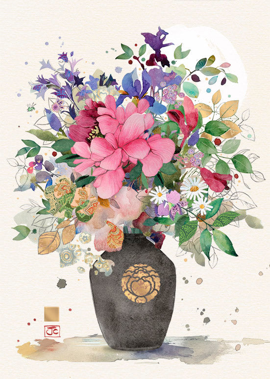 Bug Art Peony Vase Card