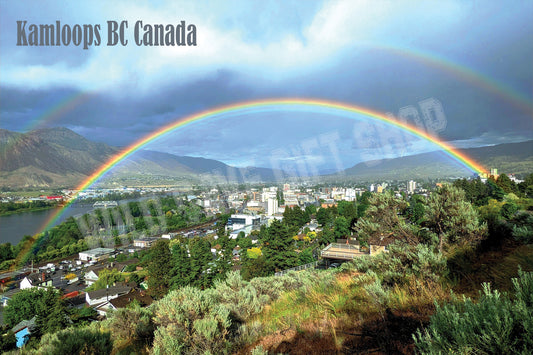 Kamloops City Postcard With Rainbow