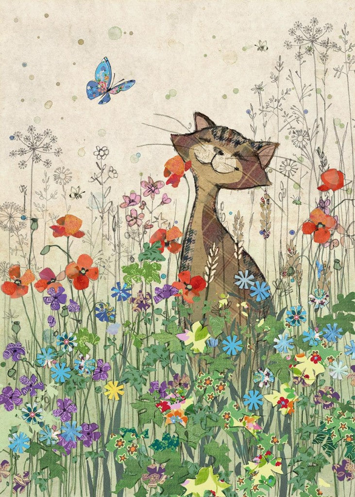 Bug Art Cat Meadow Card