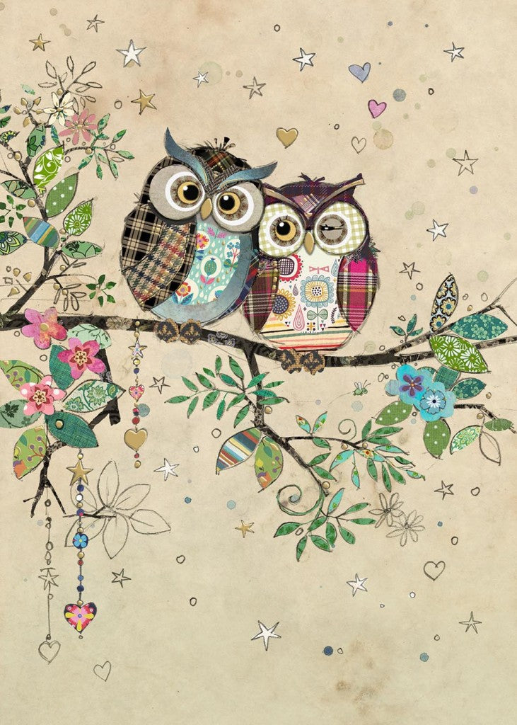 Bug Art Owl Couple Card