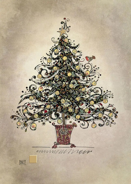 Bug Art Christmas Tree Card