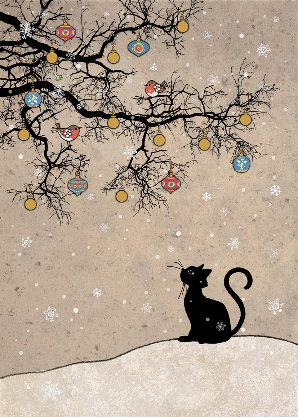 Bug Art Cat and Robins Card