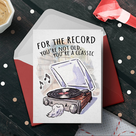 "For the Record" - Music Lover Dad Joke Pun Fathers Day Card