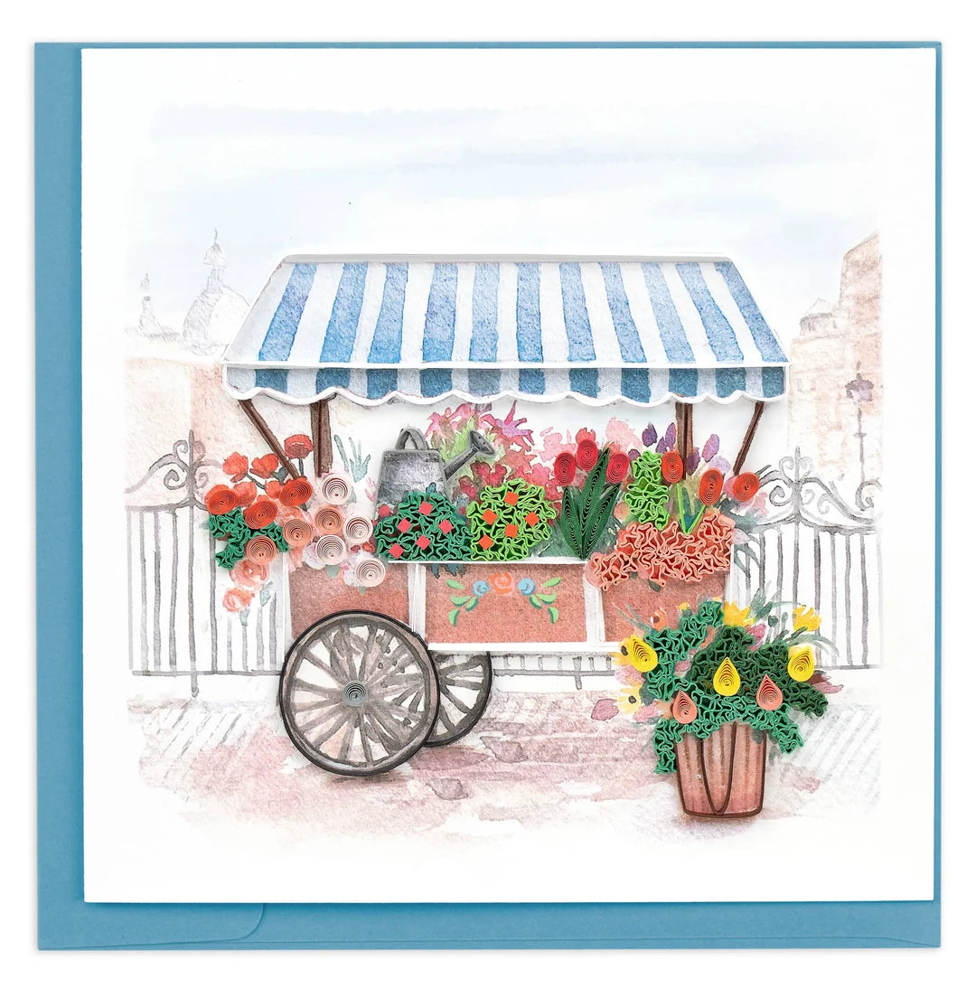 Quilled Flower Cart Greeting Card