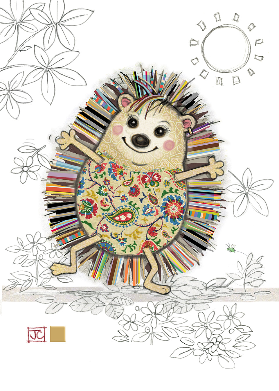 Bug Art Hattie Hedgehog Card