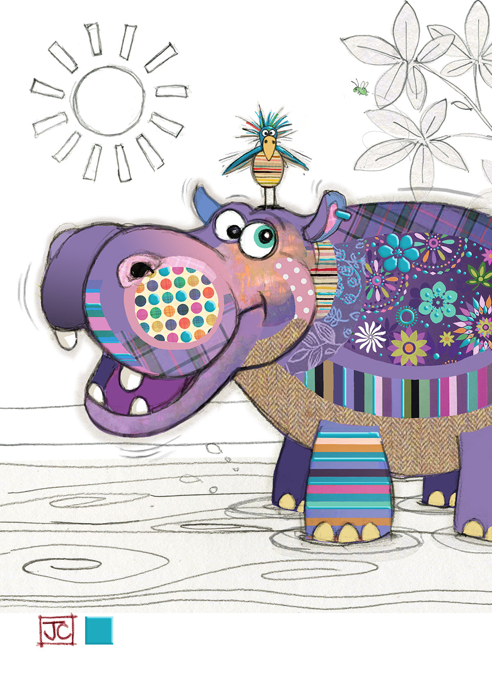 Bug Art Holly Hippo Card