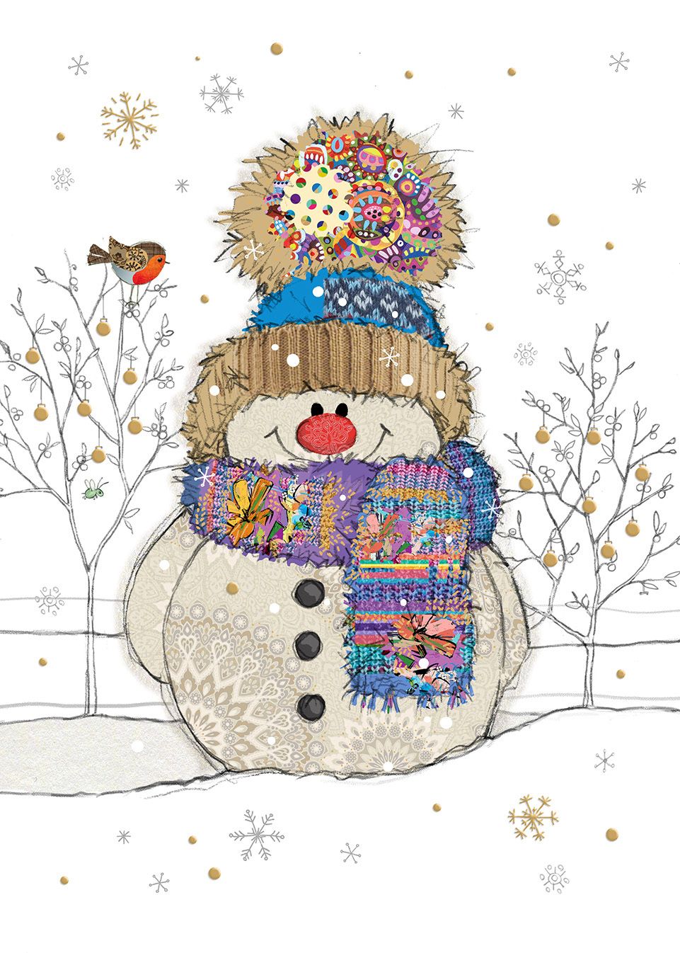 Bug Art Snowman Card